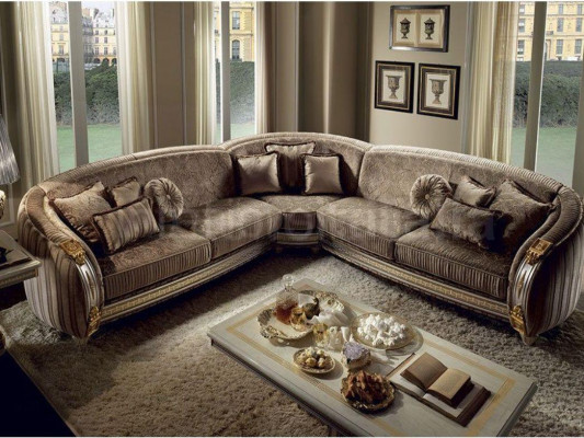Canapé d'angle en cuir en forme de L Canapé Canapé living Suite Canapé design en coin arredoclassic
