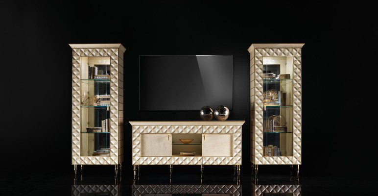 Unité murale vitrine meuble télé armoire buffet baroque style rococo
