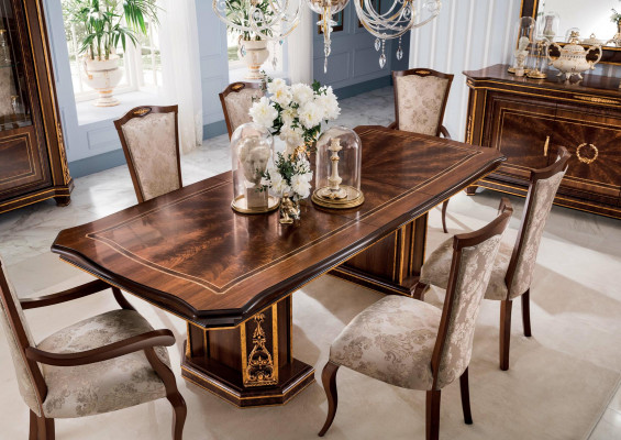 Meubles Table + 8x Chaises Ensembles Salle à manger Suite Bois Complet Baroque
