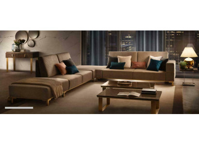 Paysage de vie Canapé Rembourrage Tissu Cuir Siège Suite Coin Canapé d'angle Forme en L