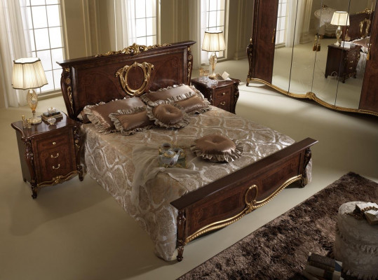 Ensemble de chambre classique avec lit 2x, table de chevet, mobilier de luxe avec lits en bois 3 pièces neuf