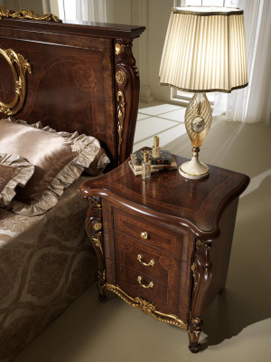 Ensemble de chambre classique avec lit 2x, table de chevet, mobilier de luxe avec lits en bois 3 pièces neuf
