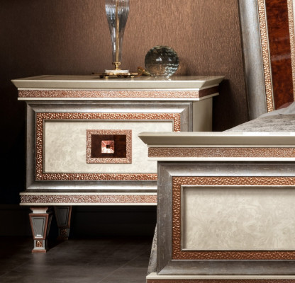 Meuble de chambre de luxe Lit 2x Table de chevet Ensemble Lits Hôtel Arredoclassic 3 pièces.