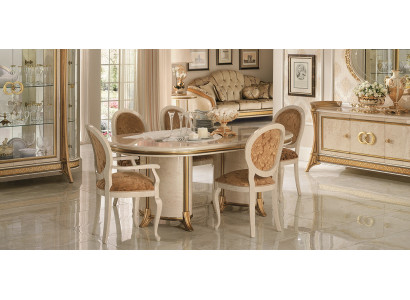 Ensemble de salle à manger italienne comprenant une chaise, une table à manger et un groupe de 7 pièces. arredoclassic