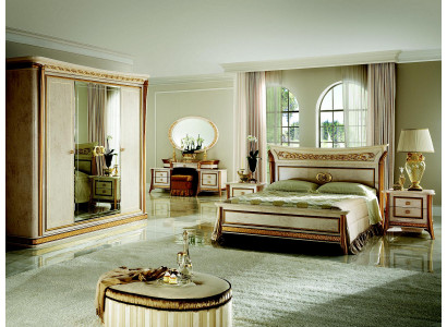 Lit + Table de chevet chambre royale Lit rembourré de style Rococo Mobilier design