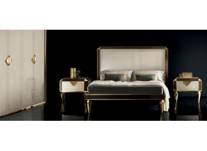 Lit 2x Table de chevet 3 pièces. Chambre à coucher Lits de luxe 180x200 chambre arredoclassic
