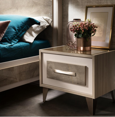 Ensembles de chambre à coucher Lit 2x Table de chevet Commode Miroir ensemble 5 pièces arredoclassic