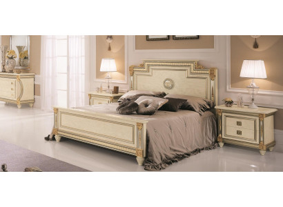 Lit 2x Table de chevet Conception Chambre Classique r 3 pièces. Ensemble de lits de luxe Meubles