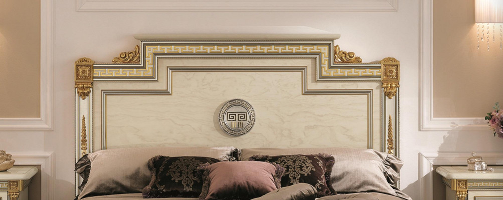 Lit + 2x table de chevet 3 pcs. Ensemble de chambre à coucher de designer de luxe Chambre baroque