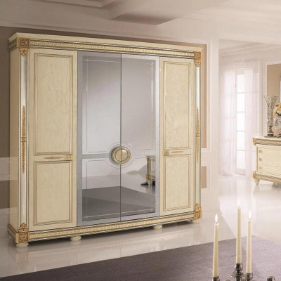 Armoire à vêtements de luxe Armoires à vêtements Mobilier laqué brillant Designer de meubles en bois vivant neuf