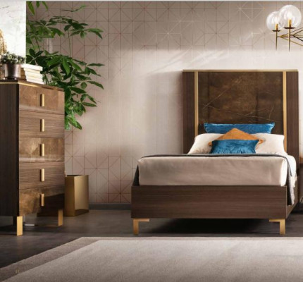 Lit Table de chevet Tabouret 4 pcs. Ensemble de chambre à coucher Design Lits modernes de luxe