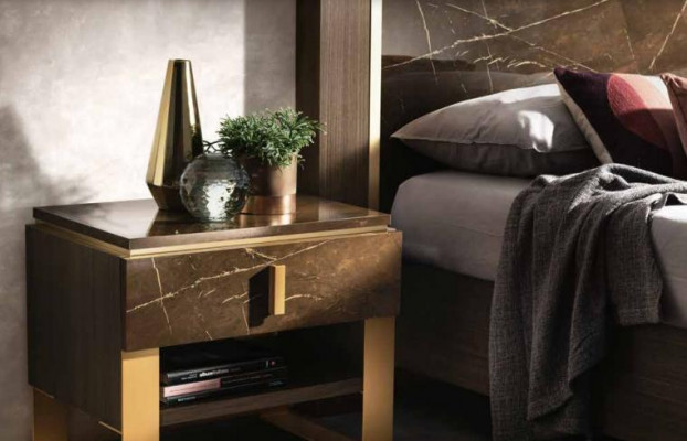 Lit 2x Table de chevet 3 pcs Ensemble de chambre à coucher Design Moderne Luxe Italien