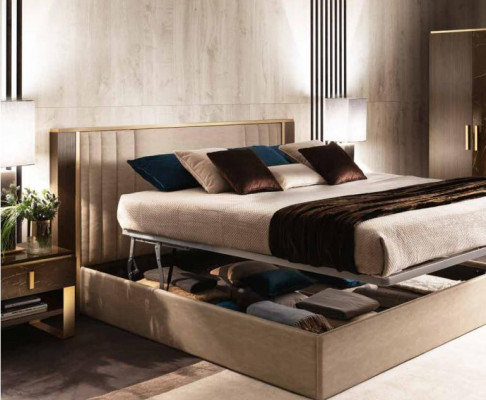 Lit 2x Table de chevet 3 pcs Ensemble de chambre à coucher Design Moderne Luxe Italien