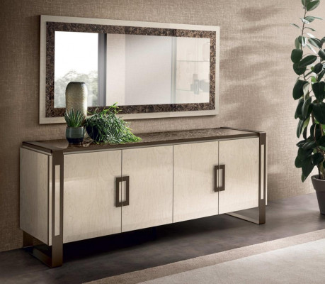 Élégante console en bois avec miroir, buffet, armoire en deux parties. Table console