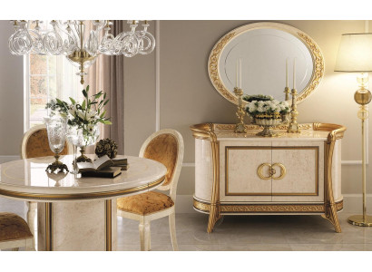 Style de meubles baroques Ensemble de 2 pièces Commode avec miroir Mobilier de luxe en bois italien neuf