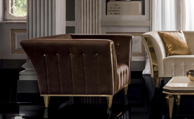 Fauteuil Club Lounge Lehn Fauteuil Tapisserie Canapé 1 Place TV Velours arredoclassic