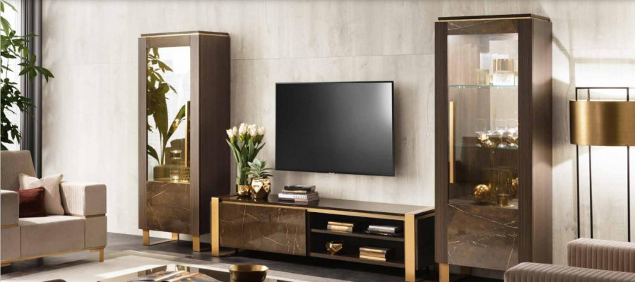 Buffet de luxe en verre, vitrine à armoire en verre, mobilier de style moderne italien