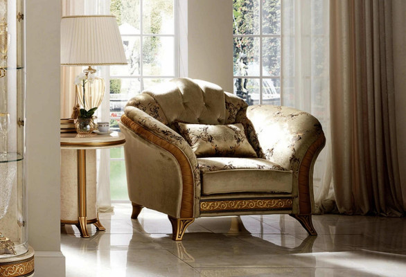 Fauteuil de club relax classique de luxe pour la télévision 1 place en tissu Arredoclassic