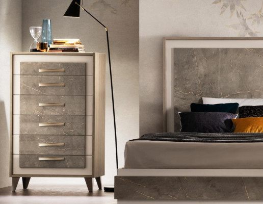 Ensemble Hôtel 2x Lits Table de chevet Conception Chambre à coucher 3 pièces. Mobilier arredoclassic