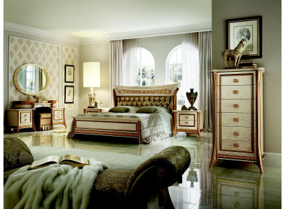 Élégante chambre de designer Lit Lit double Lits Chesterfield Art Nouveau