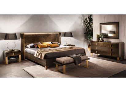 Ensemble de chambre à coucher moderne de luxe, 2 tables de chevet italiennes, ensemble de 3 pièces.