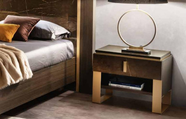 Ensemble de chambre à coucher moderne de luxe, 2 tables de chevet italiennes, ensemble de 3 pièces.
