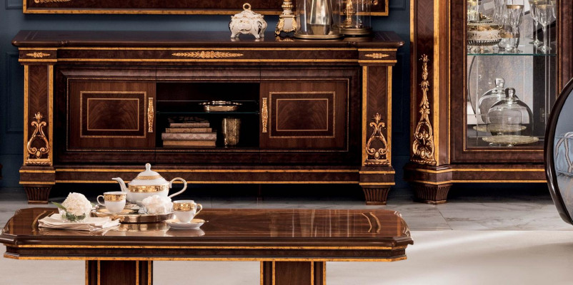 Unité murale Vitrine Meuble TV Buffet Armoire Murale Design Rococo Baroque