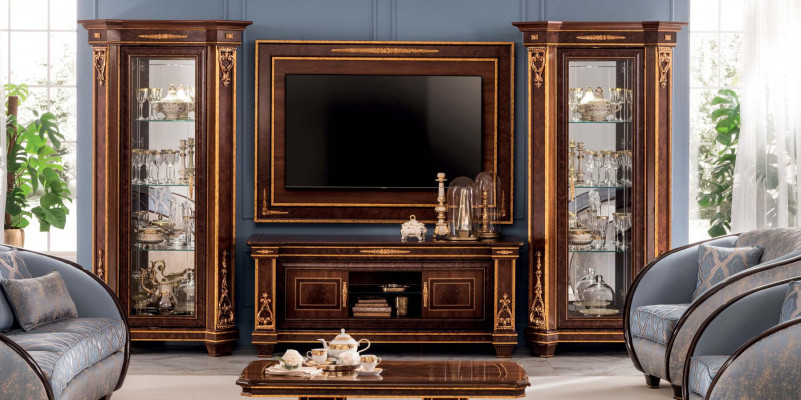 Unité murale Vitrine Meuble TV Buffet Armoire Murale Design Rococo Baroque