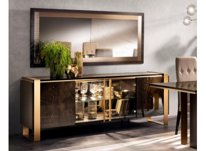 Commode Design Buffet Latéral Petite Armoire Penderie Étagère de Salon Métallique de Luxe