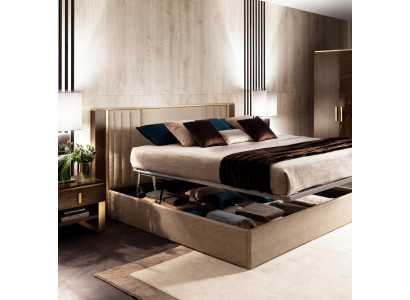 Lit en bois de designer Chambre à coucher Meubles élégants Lits doubles garnis de tissu arredoclassic