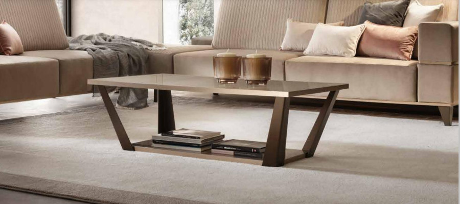 Table basse Table Rembourrage Design Table en verre Table d'appoint Bois Canapé Canapé Brun Tables
