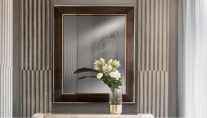 Miroir mural Cadre en bois Miroir Meubles arredoclassic 100x120cm Cadre en bois Mural