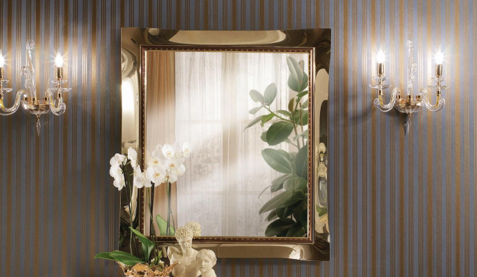 Miroir mural classique Cadre en bois Miroir Meuble Miroir suspendu Cadre en verre Mur