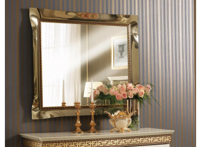 Miroir Miroir mural Baroque Rococo Parquets Salon Salle de bain Bois Verre Design
