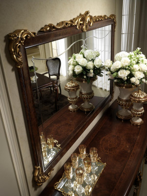 Miroir mural classique avec cadre en bois Miroir Meubles neufs 165x114 Cadre en verre Design