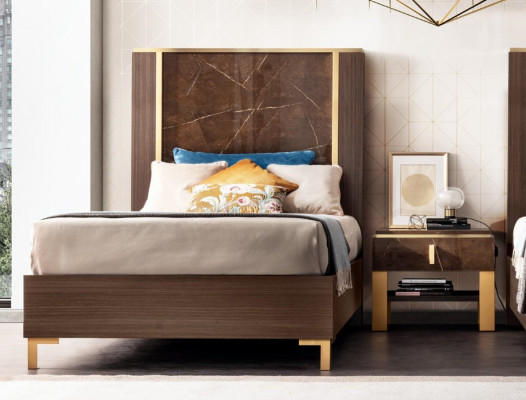 Lit Table de chevet Chambre Lit rembourré Classique Designer Meubles arredoclassic