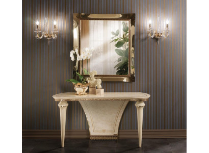 Style de meubles Table console baroque Miroir en bois Italien Ensemble de 2 tables du Groupe