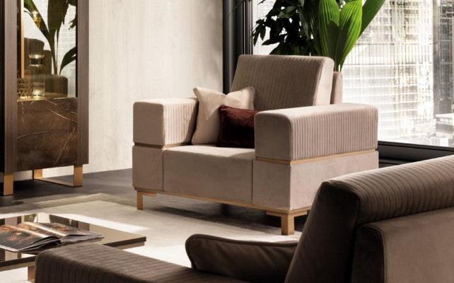 Design Fauteuil de luxe Chaise Canapé 1 place Salon TV Chaise Longue Canapé arredoclassic