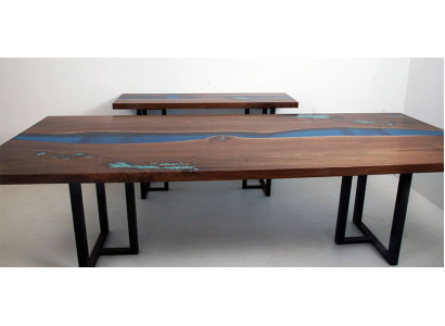Table à manger River Table Véritable bois Tables en résine époxy solide 260x100 nouveau