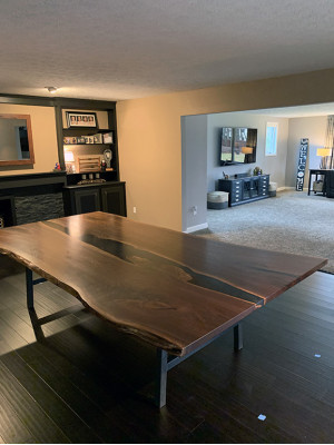 Meubles en bois massif Table à manger en résine époxy véritable coulée de table en résine époxy waterfall