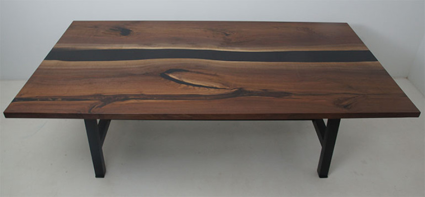 Table à manger en cascade Tables en résine époxy Bois massif Meubles époxy Table neuve