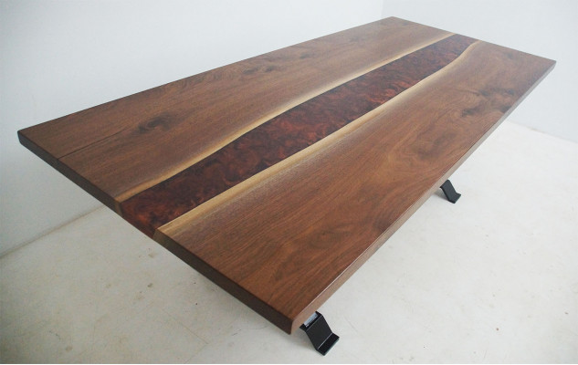 Table à manger en résine époxy, bois massif, meuble en cascades, table en époxy de 240x100cm.