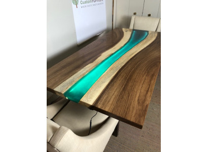 Table Table à manger Tables en résine époxy réelle bois massif design meubles 240x100