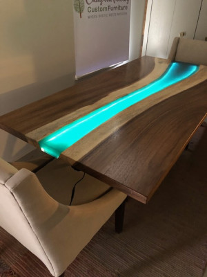 Table Table à manger Tables en résine époxy réelle bois massif design meubles 240x100