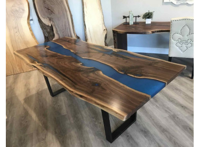 Table Table à manger Tables résine époxy Bois massif conception mobilier 240x100
