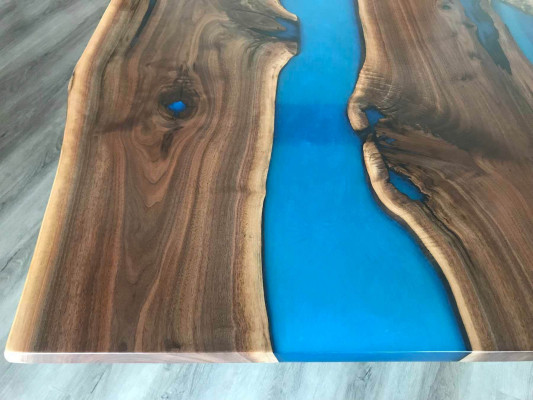 Table Table à manger Tables résine époxy Bois massif conception mobilier 240x100