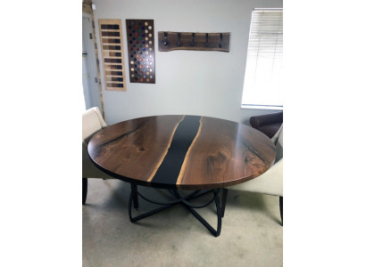 Table Table à manger Tables résine époxy bois massif design meubles 150x150