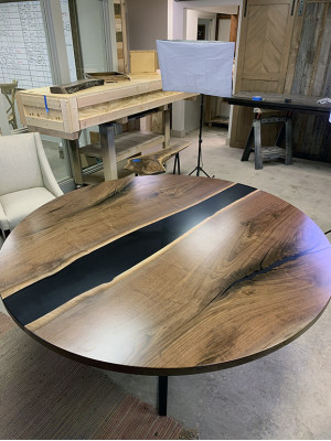 Table Table à manger Tables résine époxy bois massif design meubles 150x150