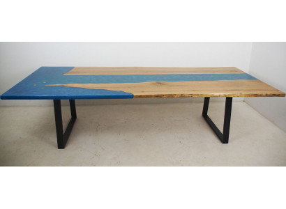 Table à manger Table de rivière Table en bois massif Rivière Table en résine époxy 260x100 Massif