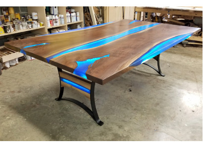Table de salle à manger River Table Table en bois massif River Table 260x110 Tables massives